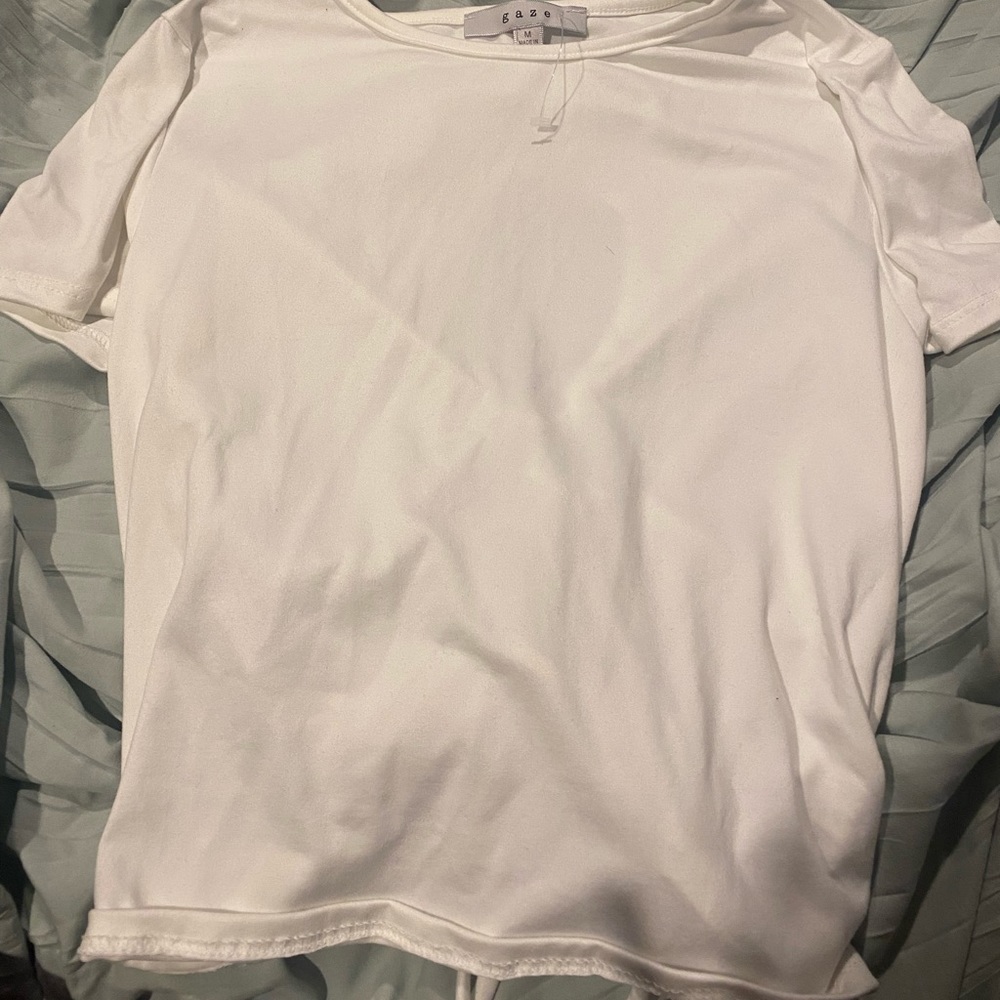 white t shirt size medium with open tie back